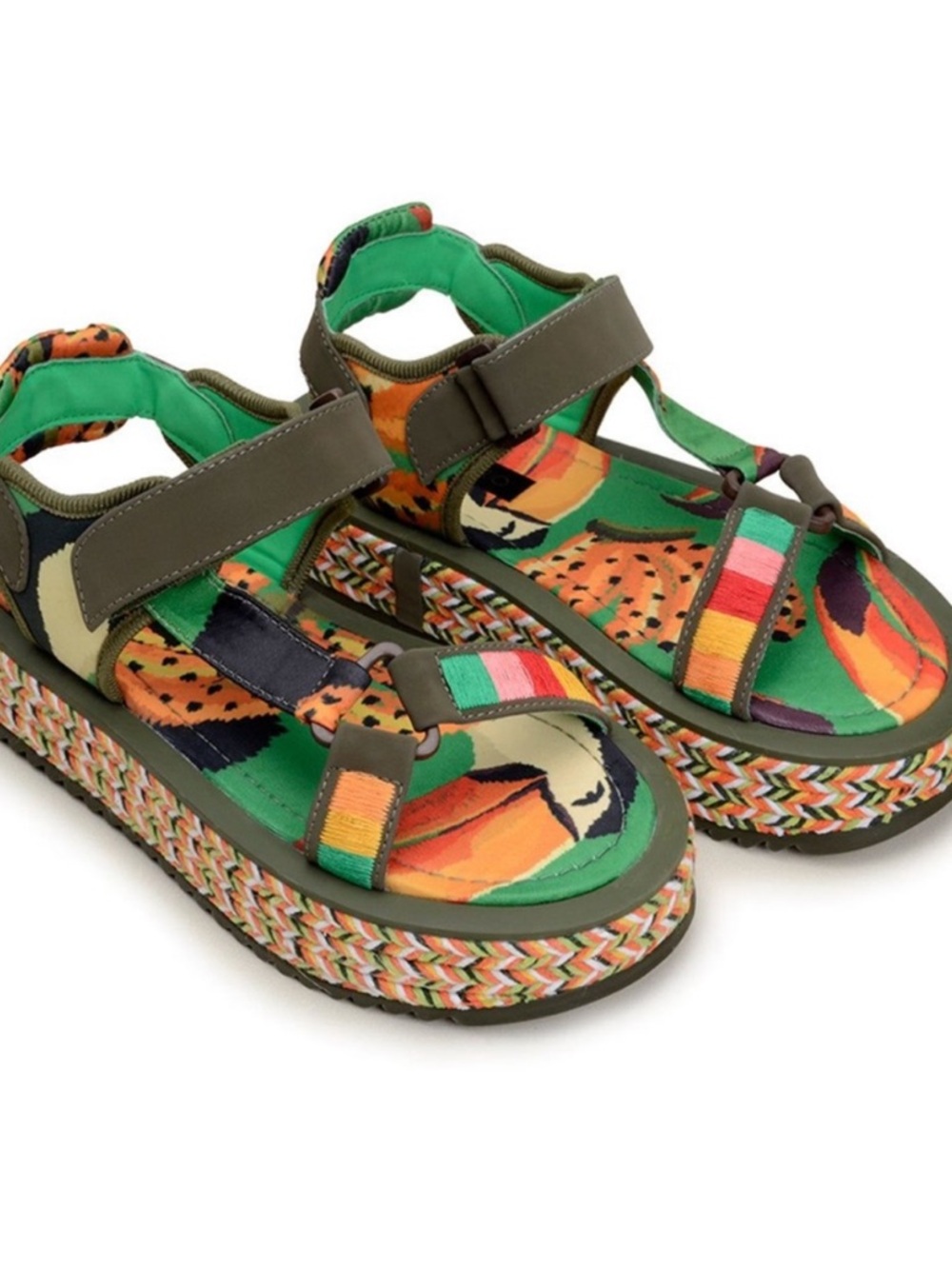FARM Rio Green Toucan Raffia Flatform - Picture 2 of 5